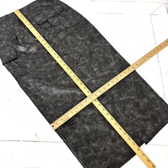 ASOS DESIGN Faux Leather Utility Midi Skirt Washed Black Size 6 - Picture 9 of 14